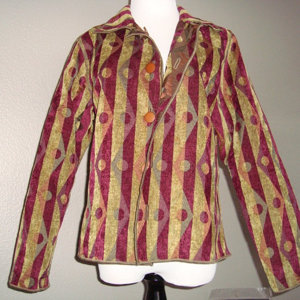 Reversible Winding River Button Front Jacket Gree… - image 7